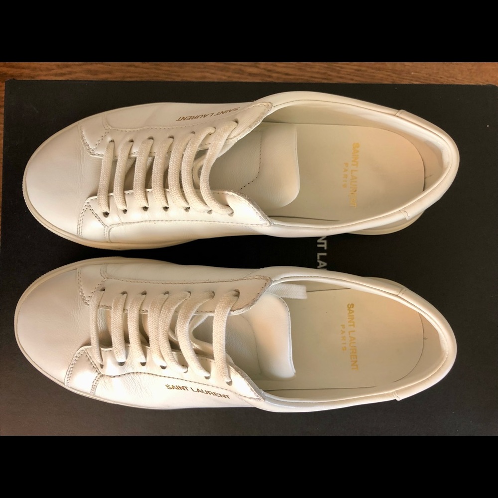 Saint Laurent Andy low top leather sneaker shoes white 36.5 6.5 YSL - Picture 2 of 6